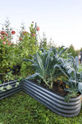 17" Tall L-Shaped Modular Corrugated Metal Raised Garden Beds Grey U839371