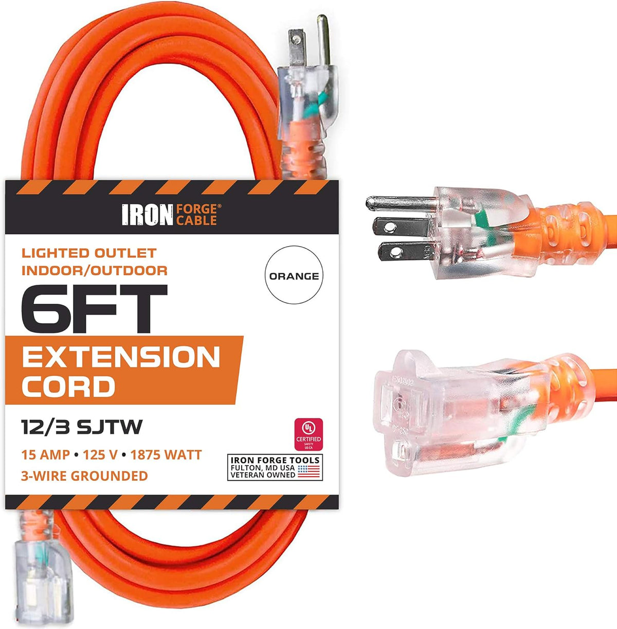 100 Ft 12/3 SJTW Heavy Duty Yellow Extension Cord with 3 Prong Grounded Plug I345