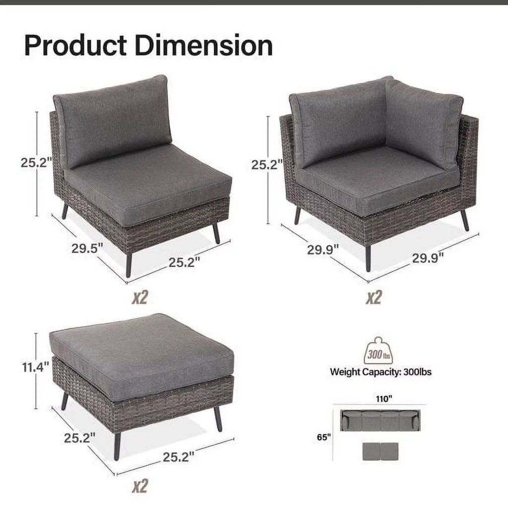 7 Pieces Patio Conversation Set with 6 Chairs and 1 Coffee Table Y48064