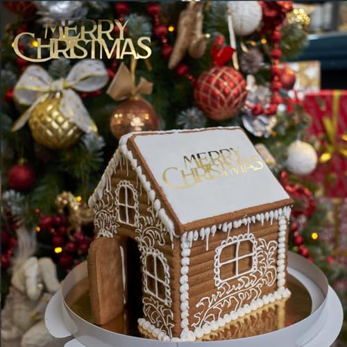 10Pcs Christmas Cake Toppers Acrylic Mirror Gold Silver R5279