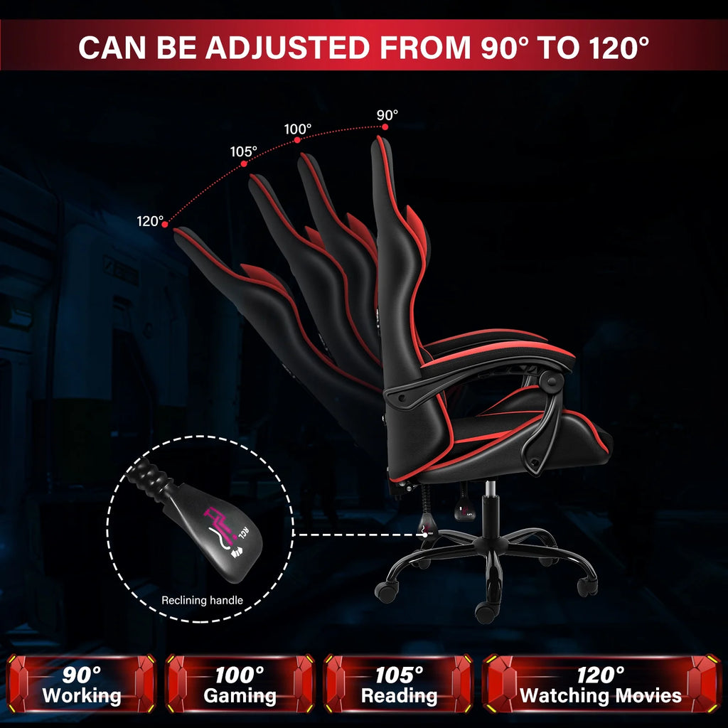 Black Red Ergonomic Adjustable Swivel Gaming Chair A214179