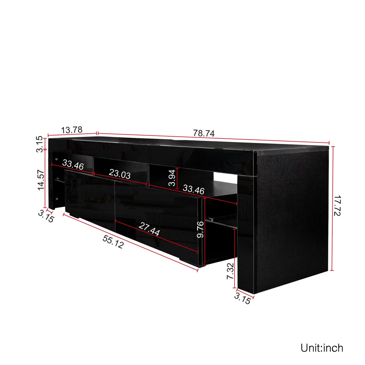 Black Modern LED TV Stand up to 80'' P69933