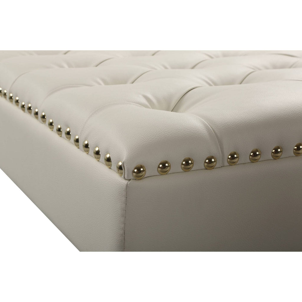 White PU Button Tufted Square Ottoman G5266