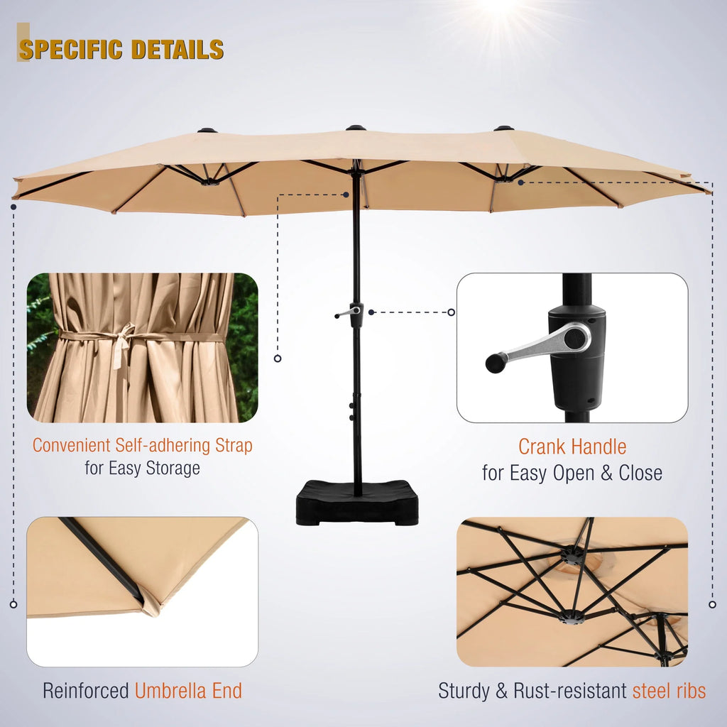13FT Double Sided Patio Umbrella with Crank Handle I35815