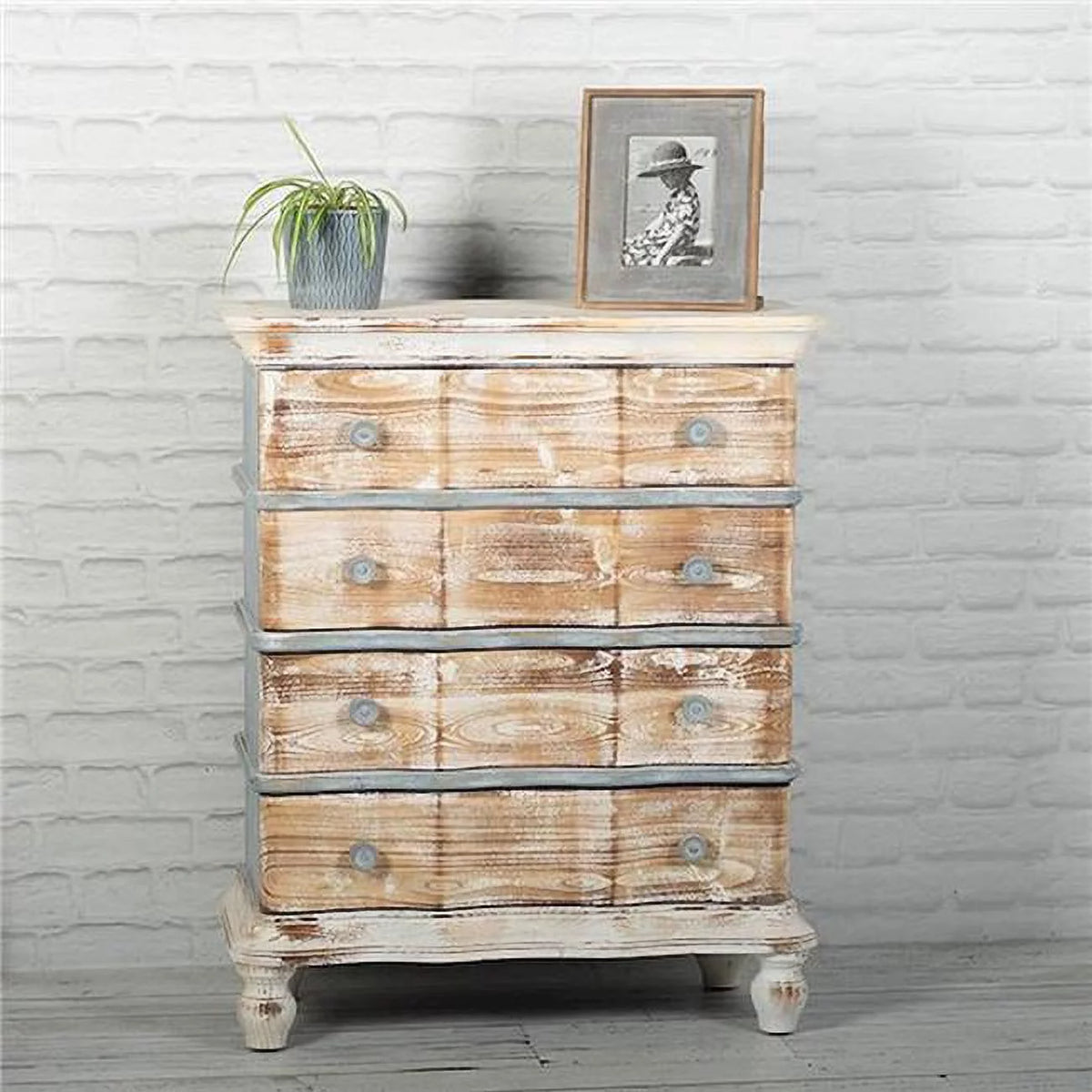 Distressed Wood 4 Drawers Dresser A2836
