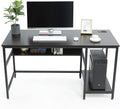 Rustic Brown 55 Inch Computer Desk with Power Outlet and Storage Shelves P1383