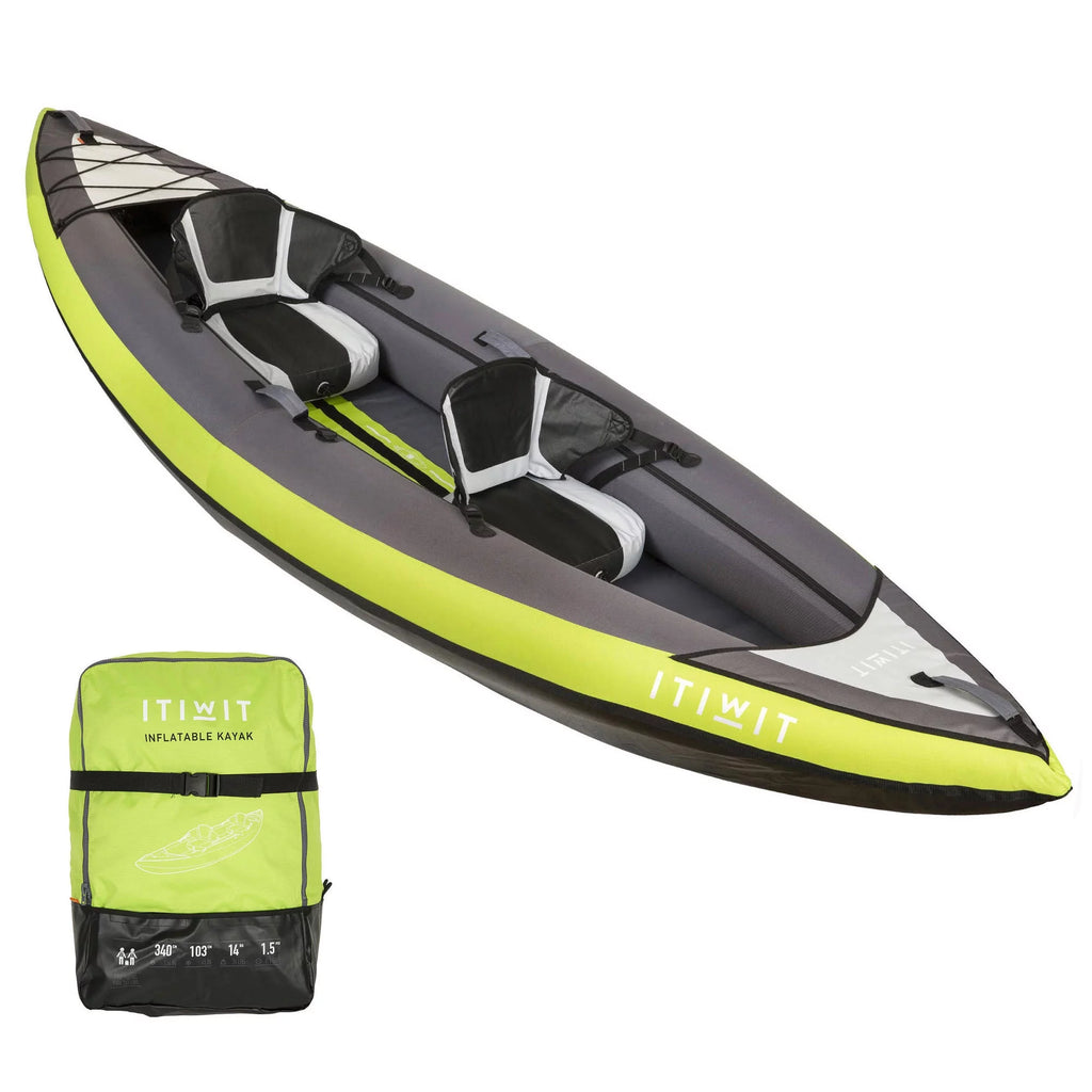 Inflatable Recreational Sit on Kayak with Pump, 1 or 2 Person, Green H1075