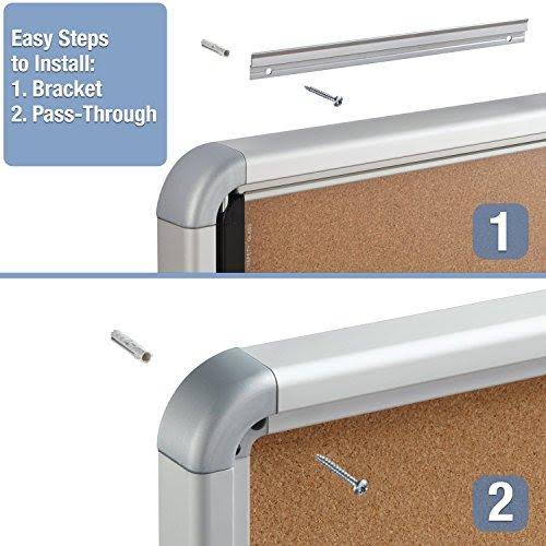 Enclosed Cork Bulletin Board with Swing Door, 30 x 27, Silver Aluminum Frame Q193500