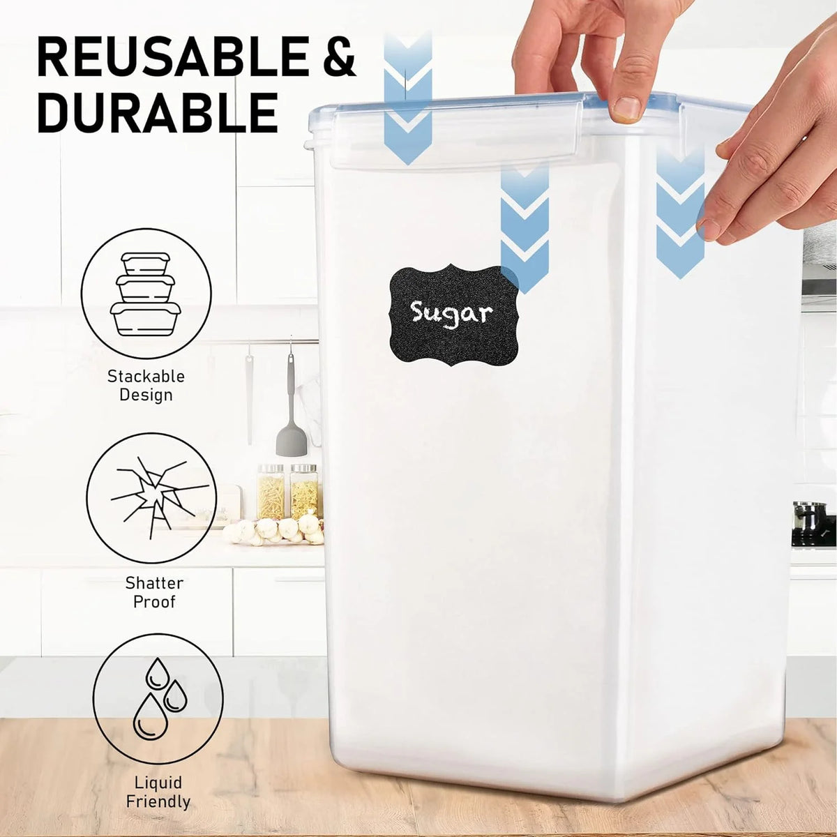 8.5L/287Oz Extra Large Airtight Food Storage Containers, 2 PACK with Lids N18307