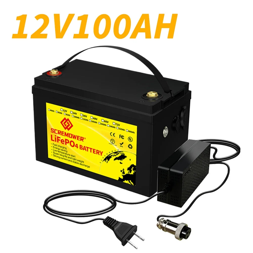 12V 100AH LiFePO4 Lithium Battery with 100A BMS M781436