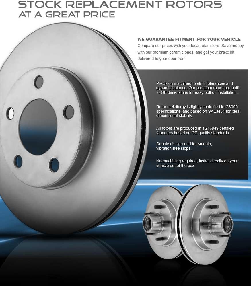 Premium OE Brake Disc Rotors + Ceramic Brake Pads + Hardware T8267