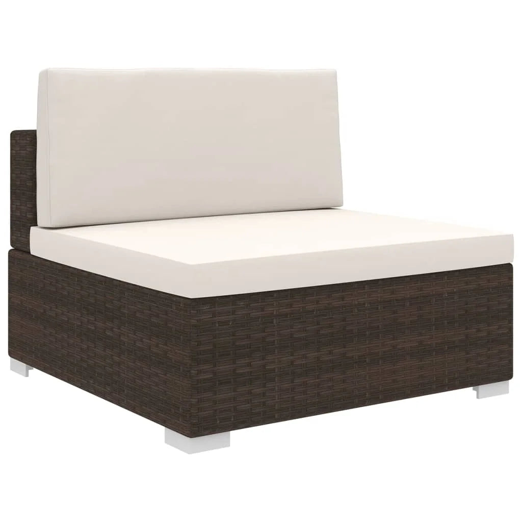 Brown Poly Rattan Sectional Middle Seat with Cushions E474735