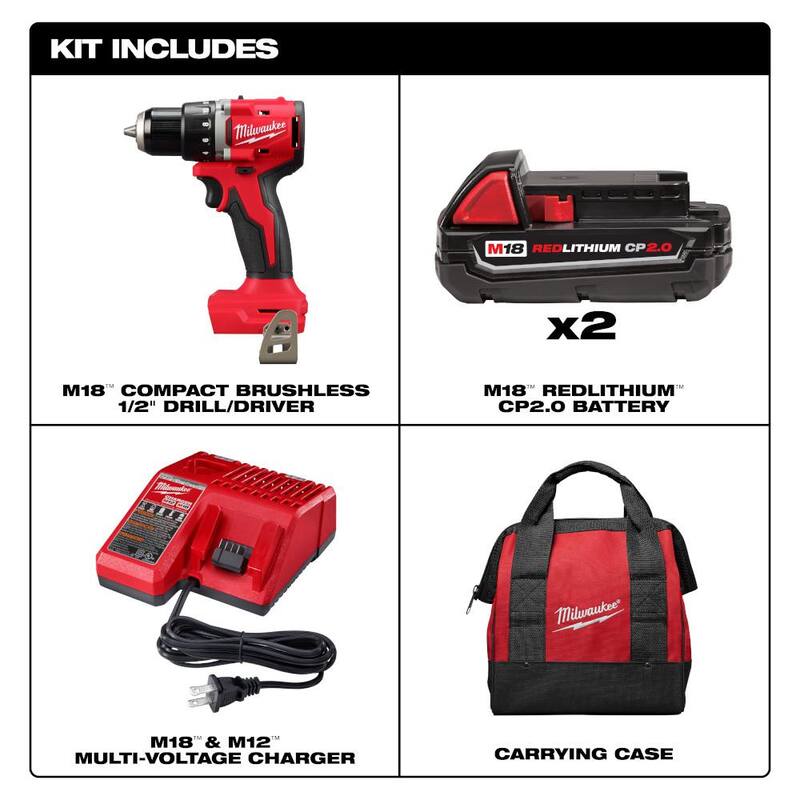 18-Volt Lithium-Ion Brushless Cordless 1/2 in. Compact Drill/Driver Kit with 2 Gal. Cordless Wet/Dry Vacuum Z930