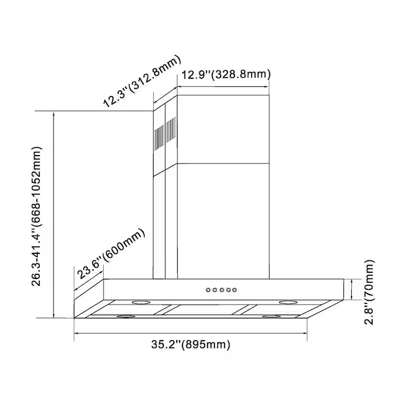 36 in. 350CFM Convertible Stainless Steel Range Hood with LED Lighting V4189
