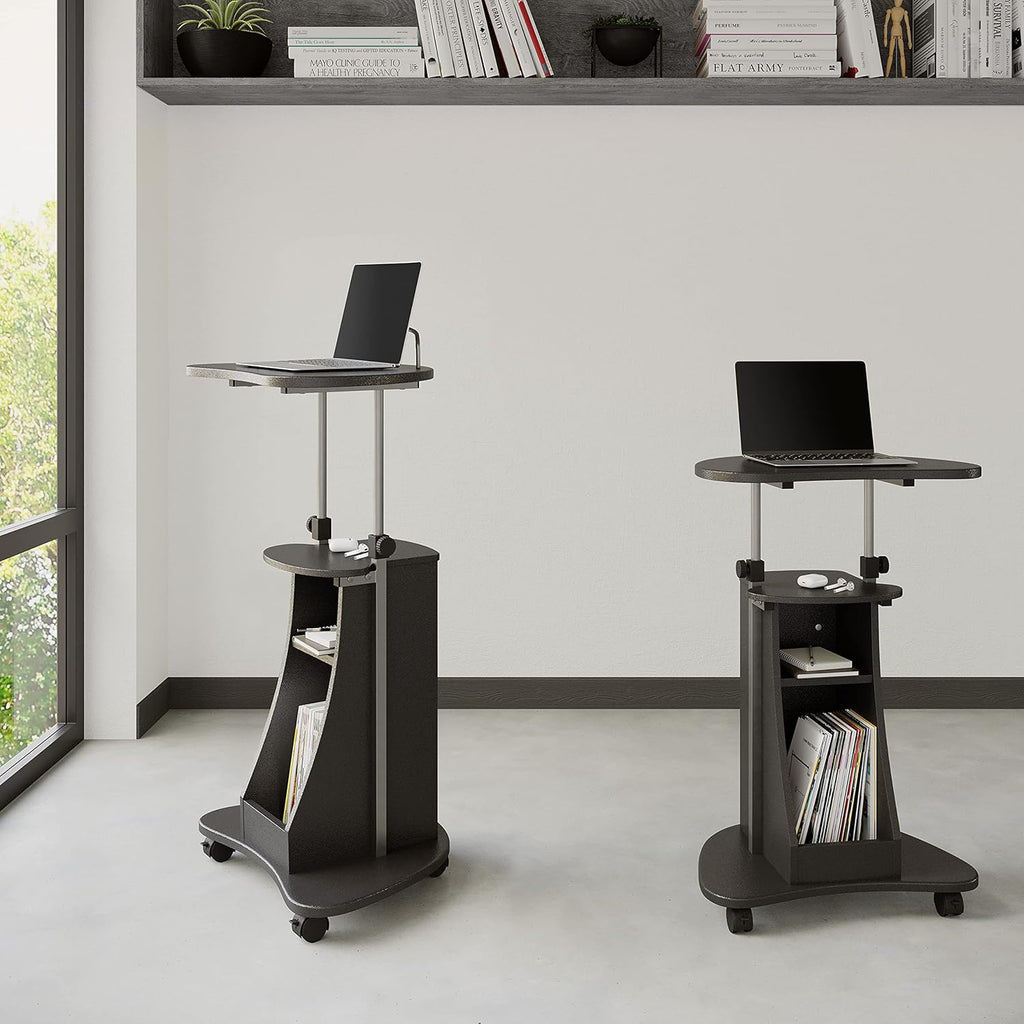 Graphite Sit-to-Stand Rolling Laptop Cart with Storage G79315