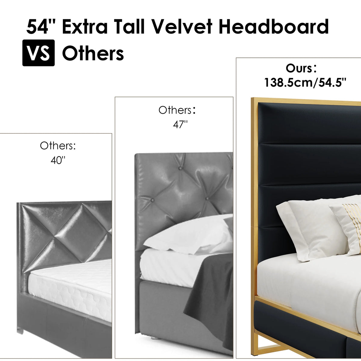 Queen Size Black Velvet Upholstered Platform Bed B80119