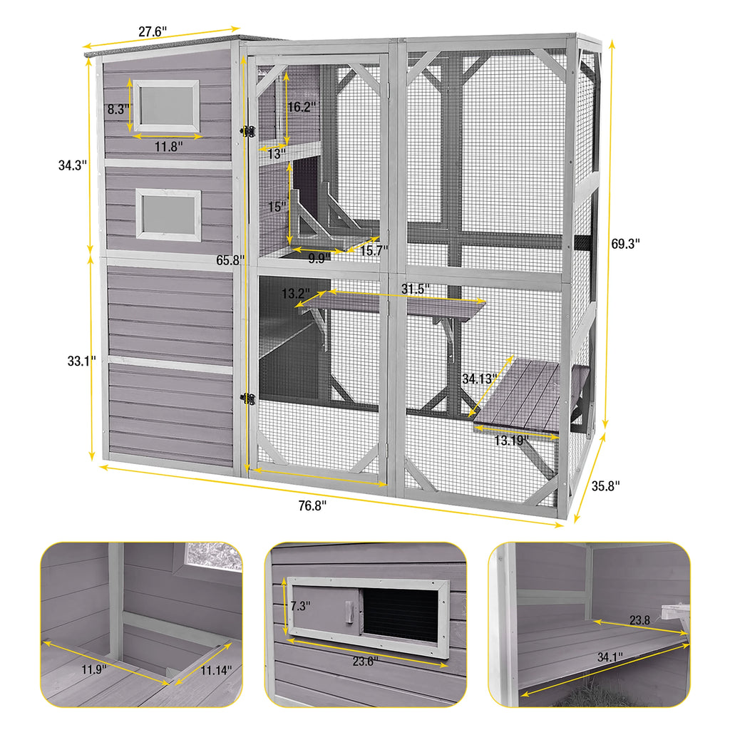 70''H 4 Tiers Outdoor Cat Cage P64723