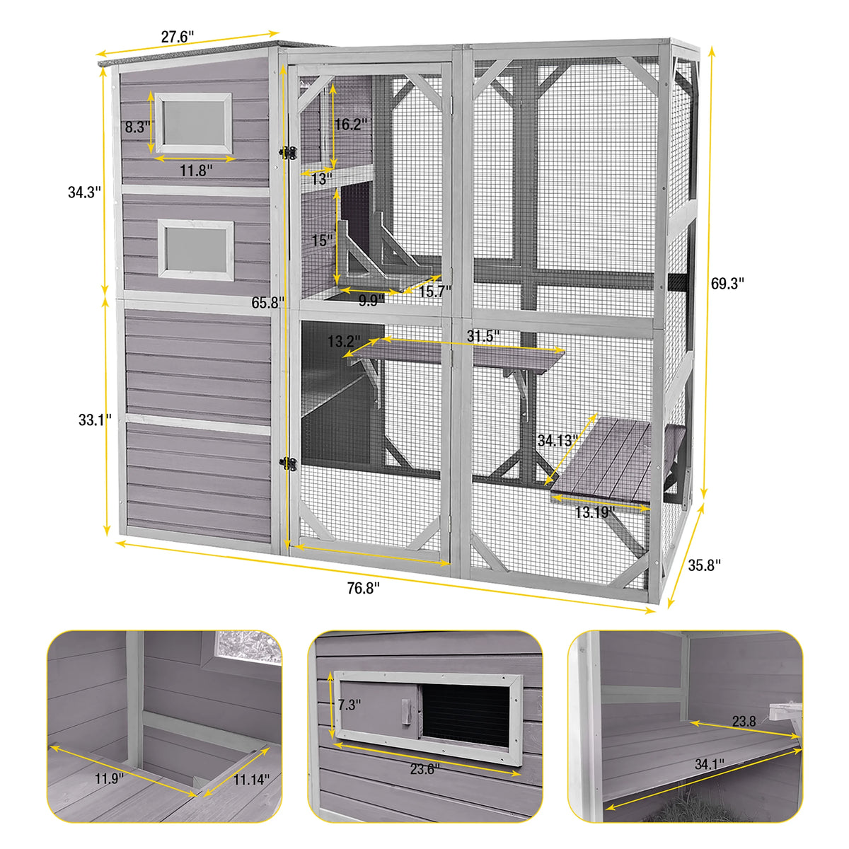 70''H 4 Tiers Outdoor Cat Cage P64723