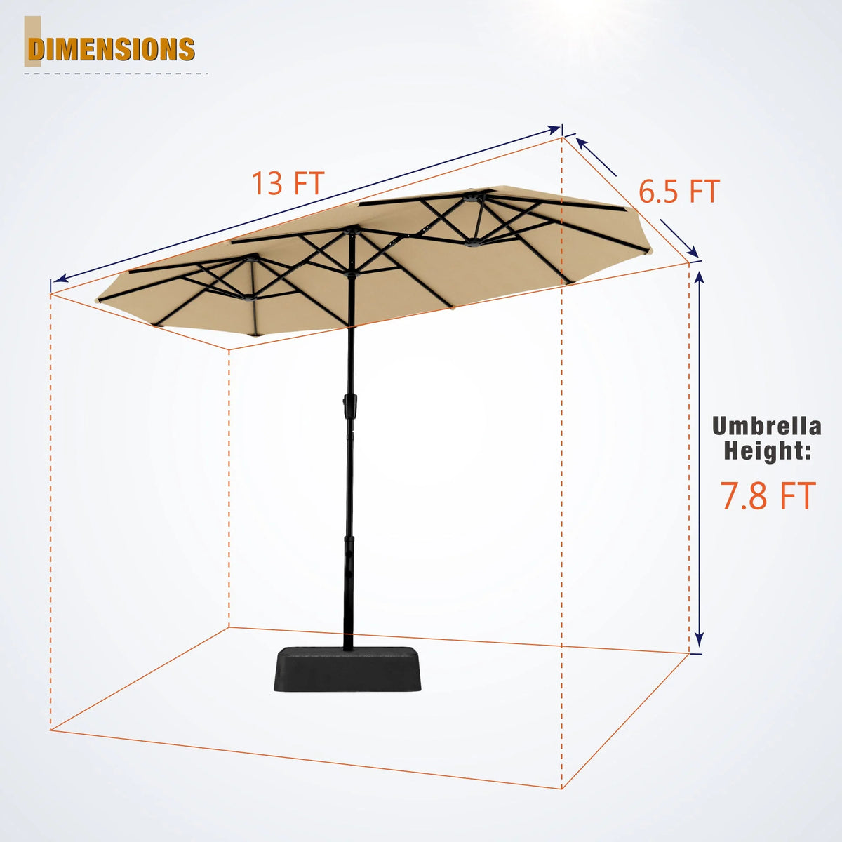 13FT Double Sided Patio Umbrella with Crank Handle I35815