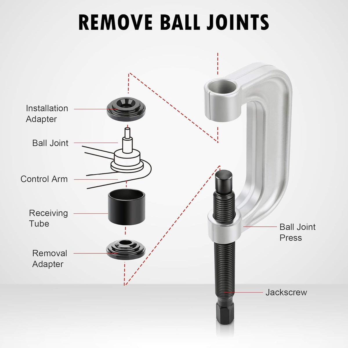 Ball Joint Press & U Joint Removal Tool Kit with 4wd Adapters, Pack of 2 W3755