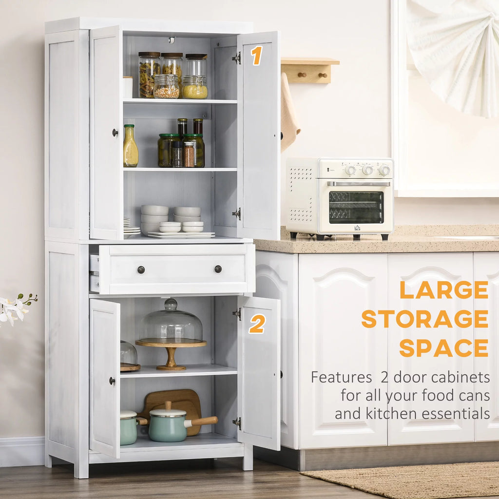 White Pinewood Kitchen Pantry Storage Cabinet G9014