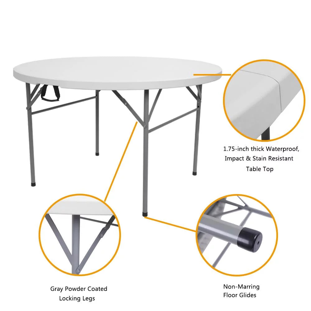 48" Round White Folding Plastic Table X75316