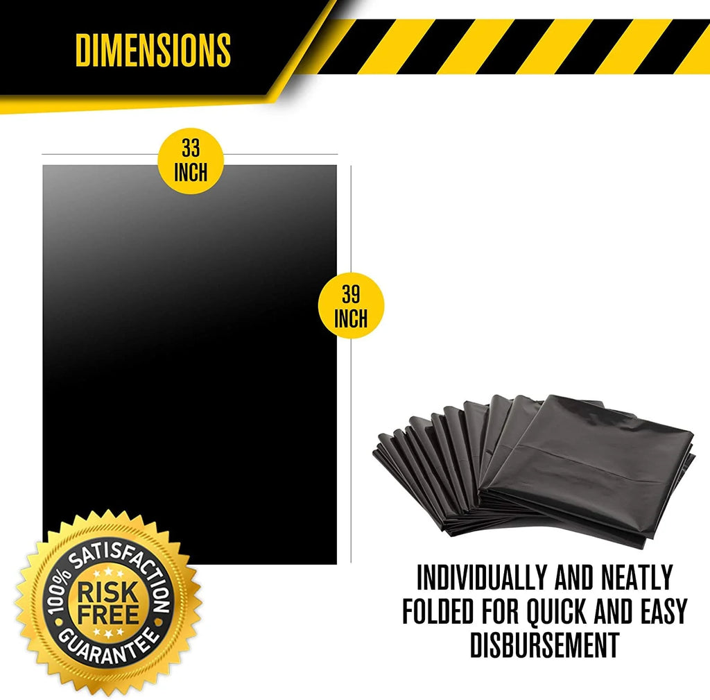 33 Gallon Heavy Duty Black Plastic Trash Bags with Ties 100 Pack P4648