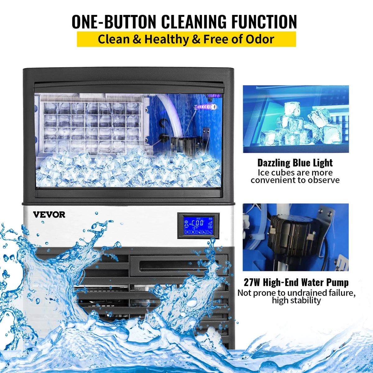 Commercial Ice Maker 132lbs/24h Stainless Steel D437794
