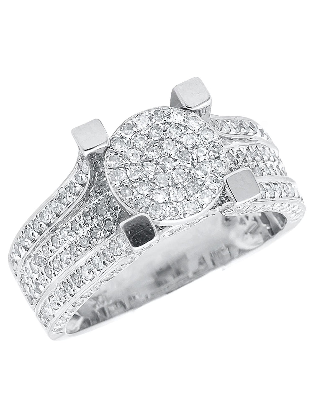 10k White Gold Ladies Round Cluster Diamond Ring D5270