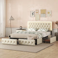 Queen Upholstered Bed Frame with 4 Storage Drawers H556726