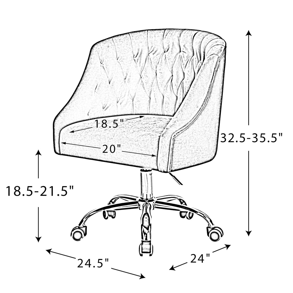 Green Velvet Swivel Office Chair G34985