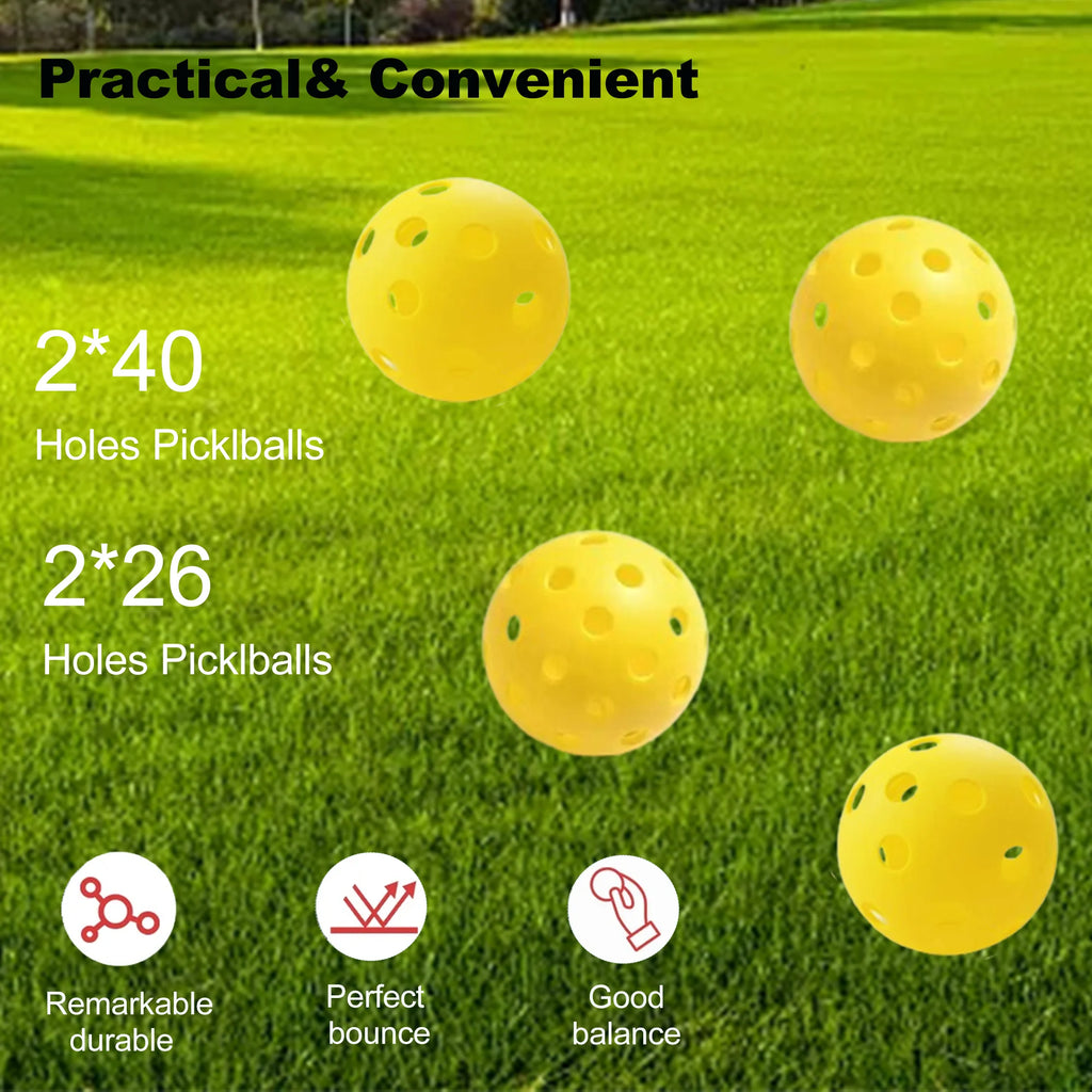 Pickleball Paddles Set of 2 with 4 Pickle Balls and Bag C166