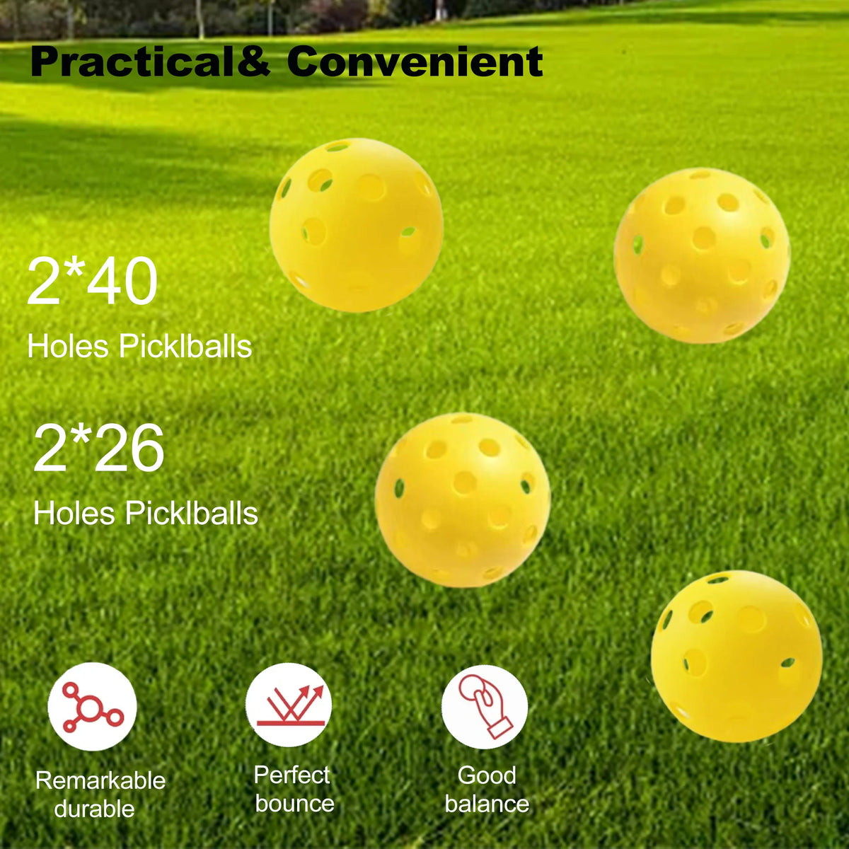 Pickleball Paddles Set of 2 with 4 Pickle Balls and Bag C166