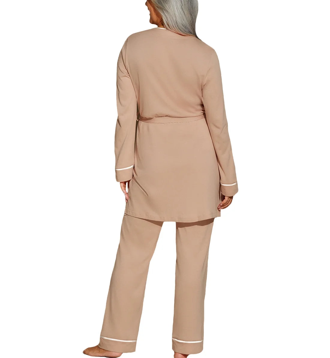 Camel/Moon Ivory 3 Piece Pima PJ Set J60522