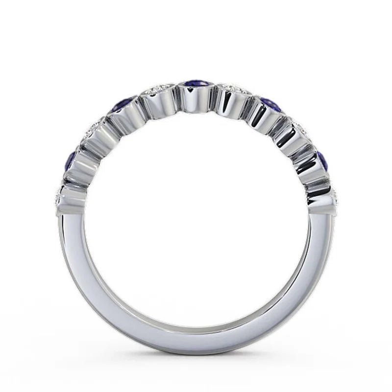 14K White Gold Blue Sapphire Eternity Band Y7900