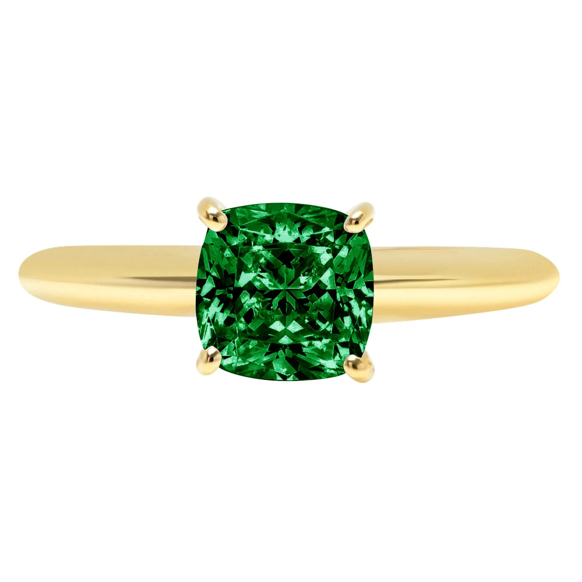 Green Simulated Emerald 18k Yellow Gold Solitaire Ring Y69544