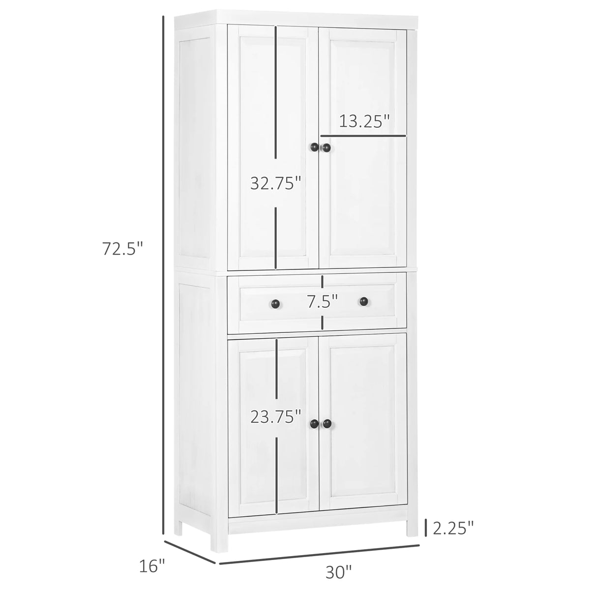 White Pinewood Kitchen Pantry Storage Cabinet G9014