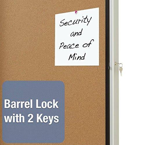 Enclosed Cork Bulletin Board with Swing Door, 30 x 27, Silver Aluminum Frame Q193500
