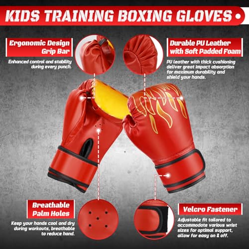 4-in-1 Kids Boxing Gloves and Punching Mitts Set with Hand Wraps V26068