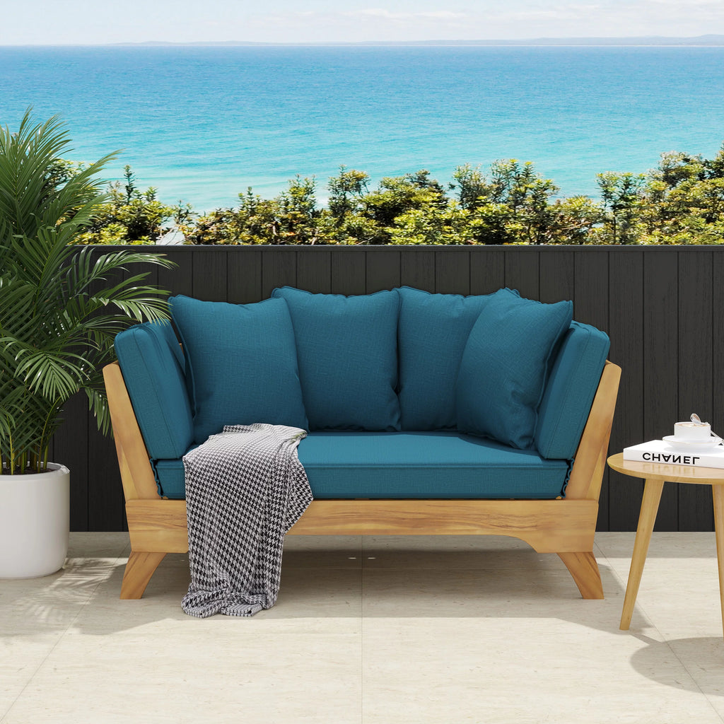 Acacia Wood Outdoor Expandable Daybed with Cushions L23792