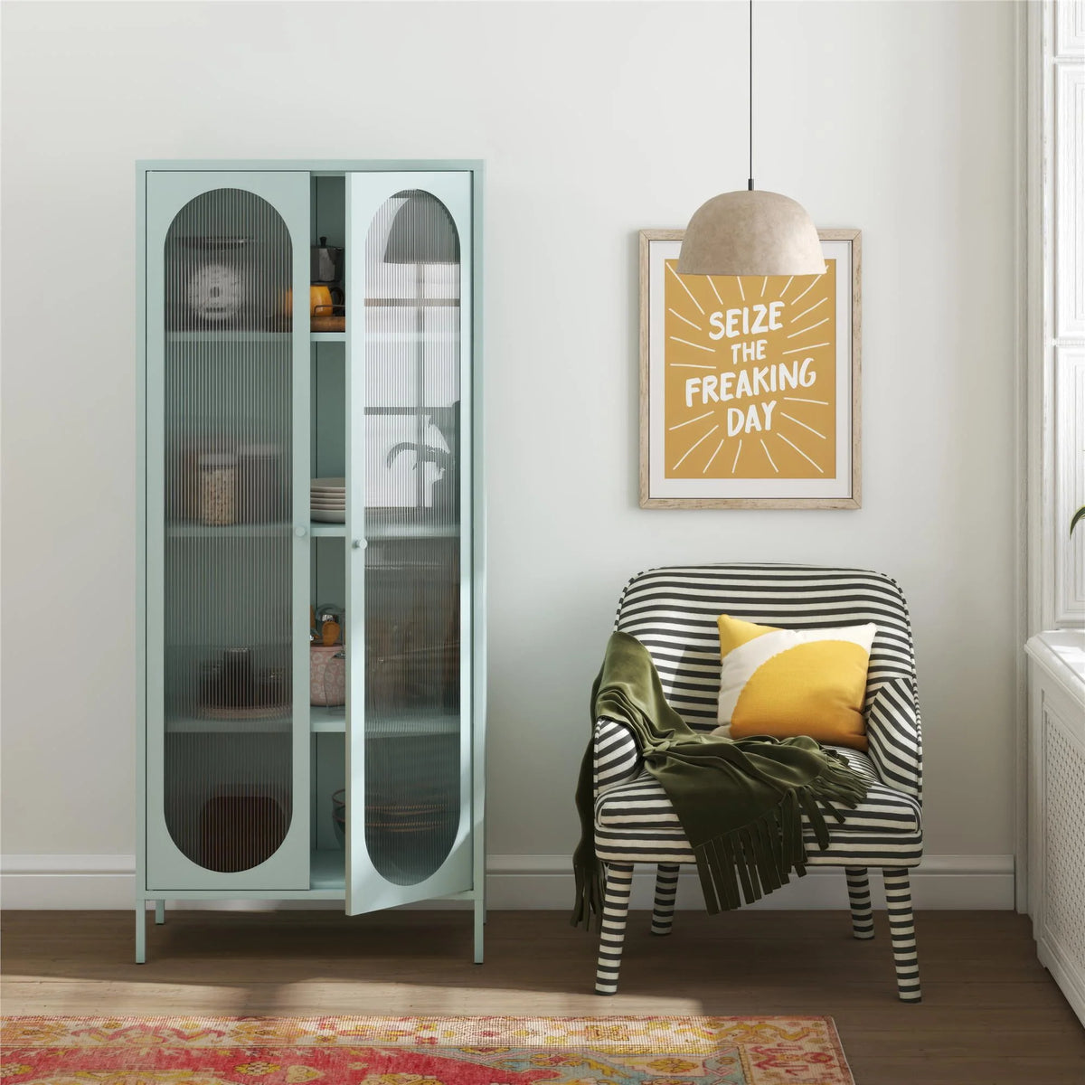 2-Door Accent Cabinet with Fluted Glass N677