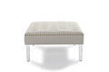 White PU Button Tufted Square Ottoman G5266