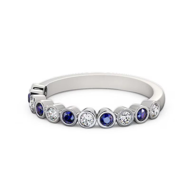 14K White Gold Blue Sapphire Eternity Band Y7900