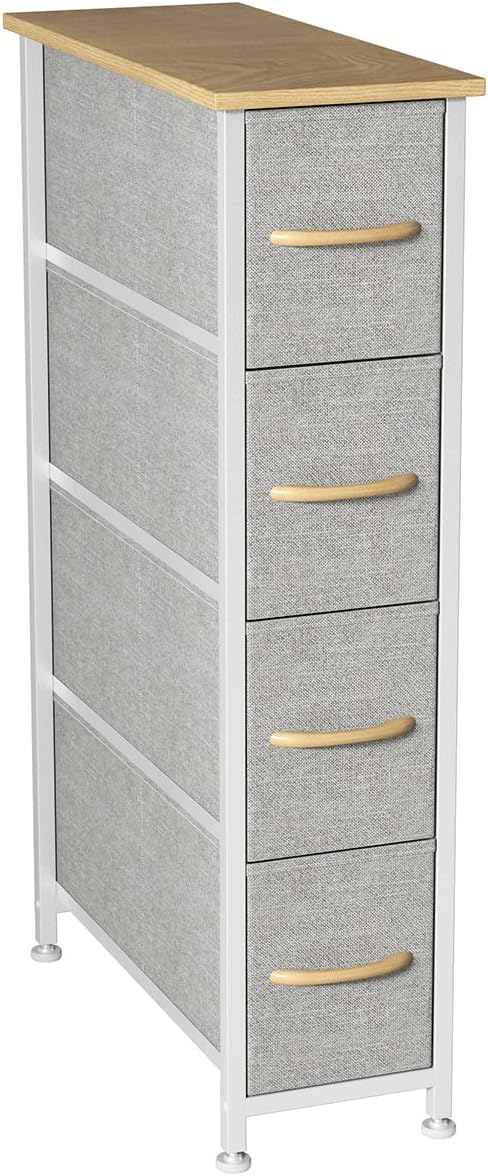Charcoal Gray/Black 4 Drawer Fabric Storage Tower W5513