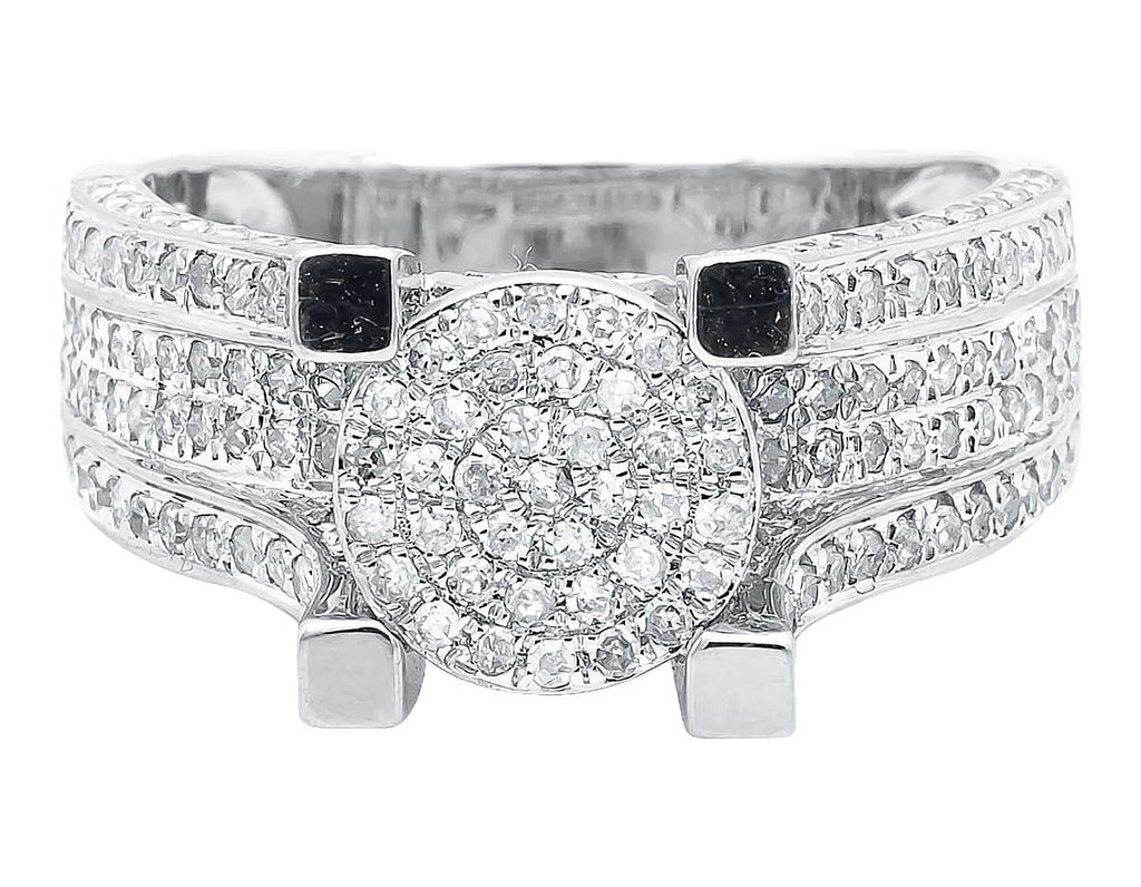 10k White Gold Ladies Round Cluster Diamond Ring D5270