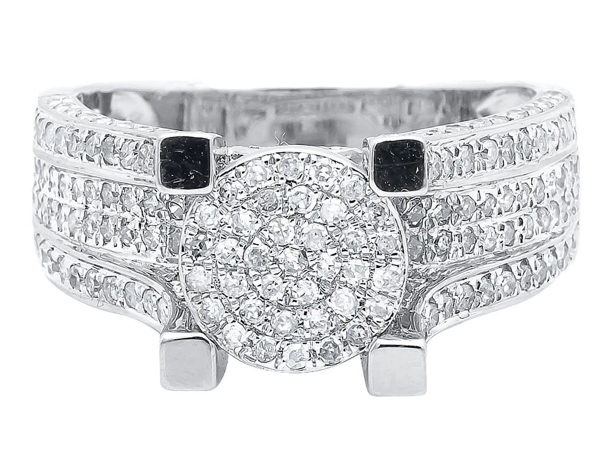 10k White Gold Ladies Round Cluster Diamond Ring D5270