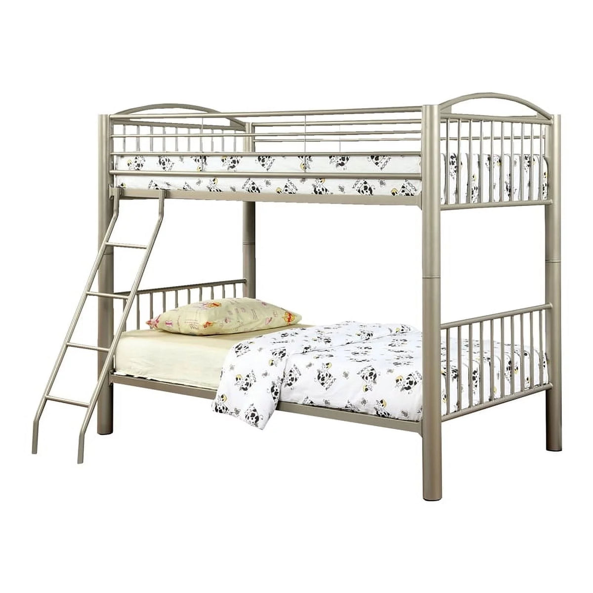 Twin over Twin Metal Bunk Bed in Gold I432146