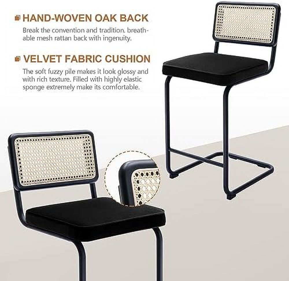 Rattan Counter Height Stools Set of 2 24'' Faux Leather Y663