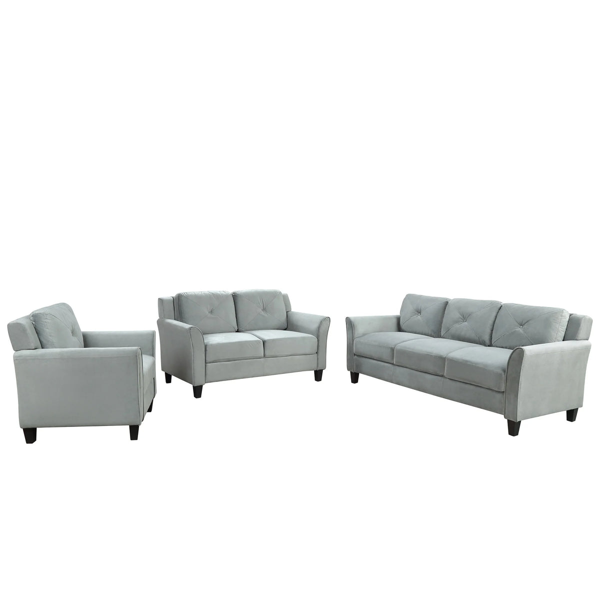 Gray Button Tufted Sofa Set (Set of 3) K29094