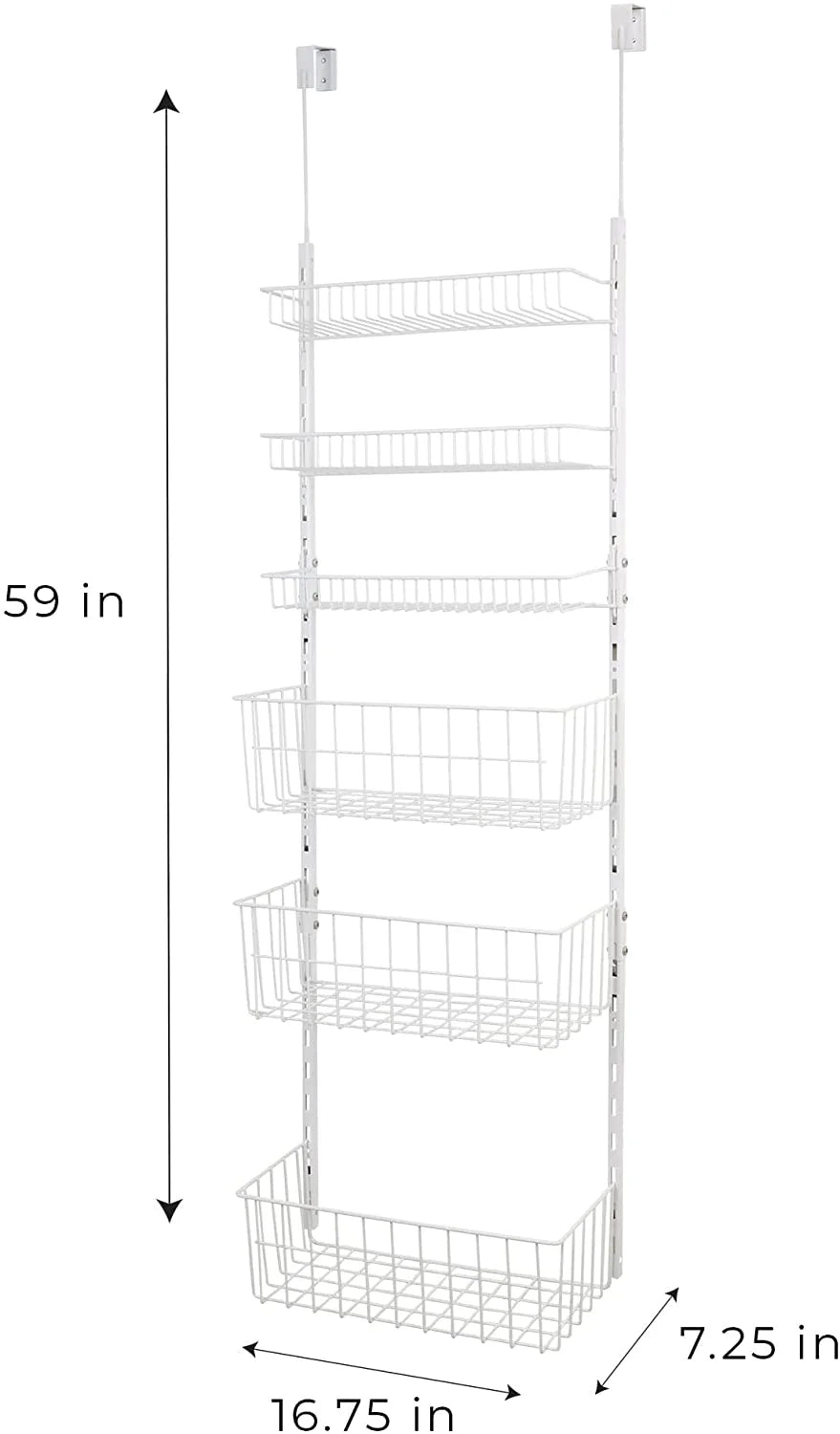 Over the Door Pantry Organizer Rack with 6 Adjustable Steel Shelves Q553